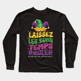 Laissez Les Bons Temps Rouler Mardi Gras Jester Hat Groovy Long Sleeve T-Shirt